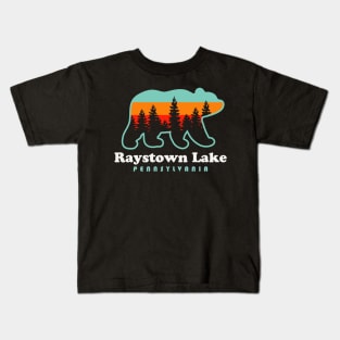 Raystown Lake Pennsylvania Camping Bear Retro Sunset Kids T-Shirt